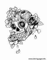 Skull Sugar Coloring Pages Dead Halloween Tattoo Skulls Tattoos Adult Printable Designs Roses Forum Ink Trails Candy Drawing Color Sleeve sketch template