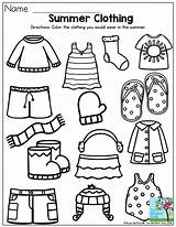Preschool Clothing Worksheets Summer Seasons Activities Kindergarten Wear Crafts Clothes Worksheet Coloring Color Weather Pages Items Sheets Themes Preschoolers Winter sketch template