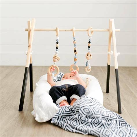 nordic style wooden baby crib mobile newborn nursery furniture play gym rattles frame hanging