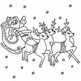 Santa Reindeer Coloring Sleigh Pages Flying Claus Printable His Print Drawing Color Deer Pdf Book Xmas Clipart Clip Getcolorings Popular sketch template