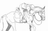 Horse Rider Lineart Riding Horses Pages Deviantart Sketch Lt Colouring Lope Color sketch template