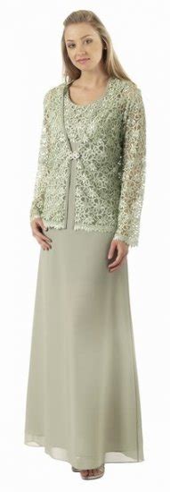 Sage Mother Of The Bride Groom Dress Gown With Lace Jacket