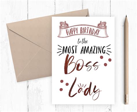 printable card happy birthday    amazing boss lady etsy