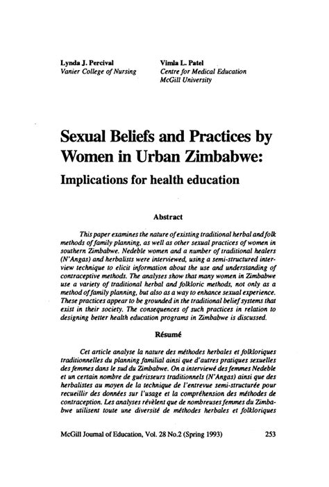 pdf sexual beliefs and practices by women in urban