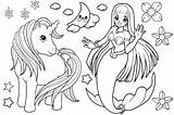 Coloring Unicorn Mermaid Pages Mermaids Unicorns Drawing Printable Girls Kids Planets Adults Solar System sketch template