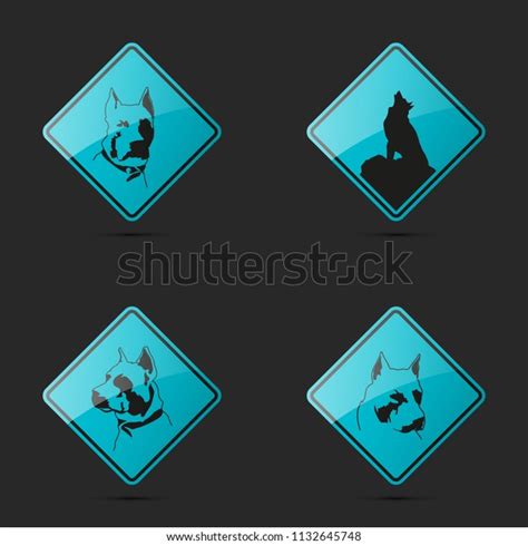road sign pitbull logo dog symbol stock illustration