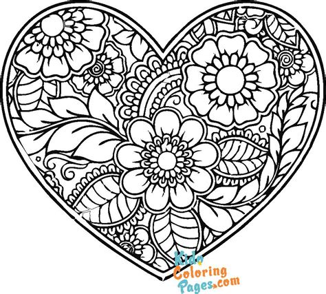 heart coloring pages  adults kids coloring pages