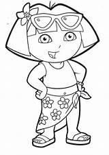 Dora Coloring Explorer Pages Vacation Netart Summer Kids Beach Sheets Color Book Disney Print Colouring Search sketch template