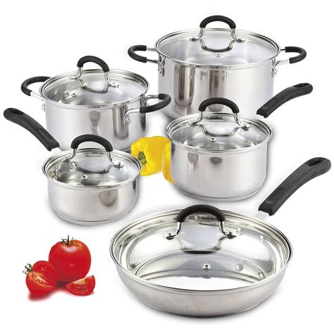 cook  home  piece stainless steel cookware set  encapsulated