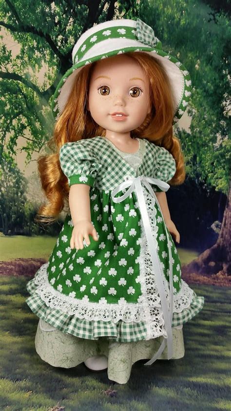 St Patricks Day Dress Fits 14 5 American Girl Wellie Wishers Doll