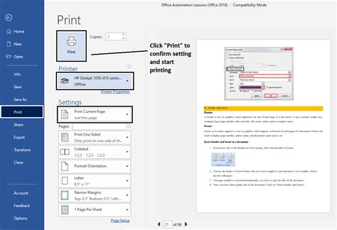 printing  word document basics  computer