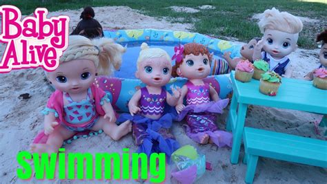 baby alive pool party swimming  picnic youtube