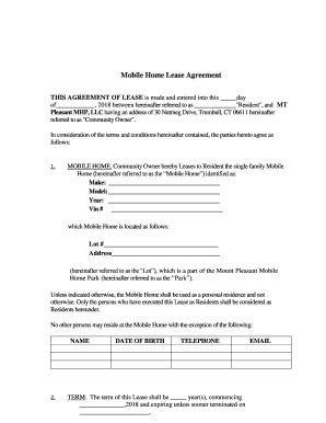 fillable  mobile home lease agreement fax email print pdffiller
