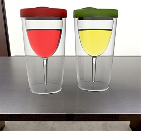 Wineova Plastic Wine Glasses With Lid 10 Ounze Set Of 2