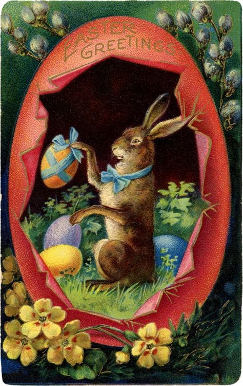 victorian easter bunny with egg image the graphics fairy