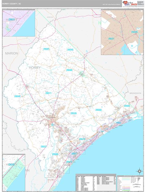 horry county sc wall map premium style  marketmaps