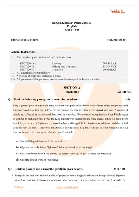 cbse sample paper  class  english  solutions mock paper