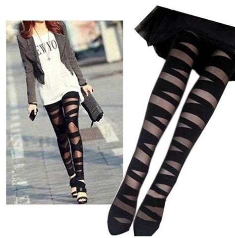 Women Pantyhose Black Ripped Tights Rebelsmarket