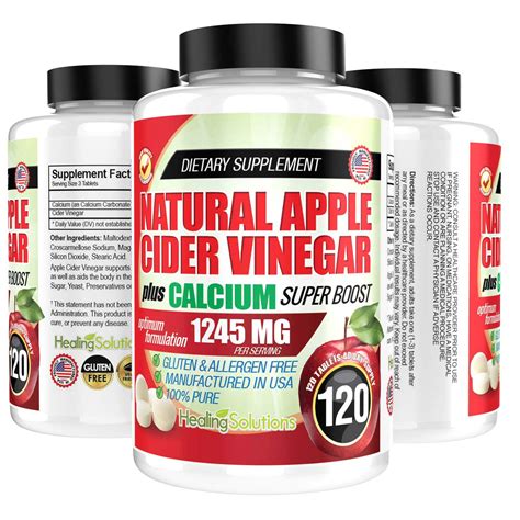 apple cider vinegar tablets  pure mg  calcium superboost  pills acv