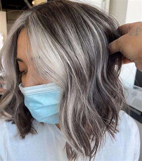 grey blending blonde hair transform    stylish  chic