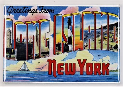 Greetings From Long Island New York Postcard Fridge Magnet