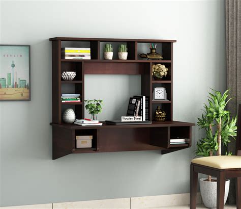 buy gordon sheesham wood wall mounted study table  open shelves