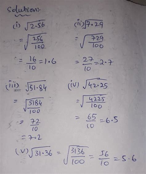 Find The Square Root Of The Following Decimal Numbers 2 56
