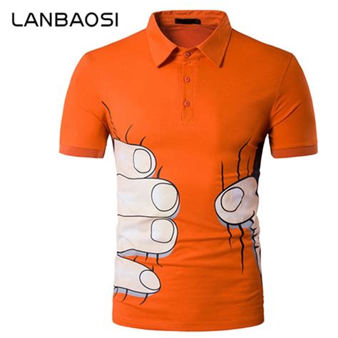 lanbaosi slim fit polos shirts mens short sleeve  big hand spoof grab  tee novelty polo