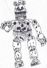 Nightmare Coloring Pages Naf Fredbear Template sketch template