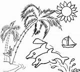 Palm Dolphins Coloringpagesfortoddlers sketch template