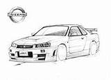 Skyline R34 Nissan Drawing Gtr Drawings Car Cars Gt Pages Fast Furious Nismo Muscle Coloring Blue I8 Bmw Sexy Cool sketch template