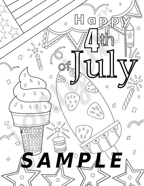 july  cute summer coloring page etsy
