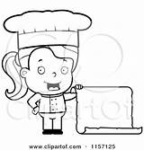 Chef Menu Toddler Holding Blank Female Clipart Cartoon Cory Thoman Outlined Coloring Vector Royalty sketch template