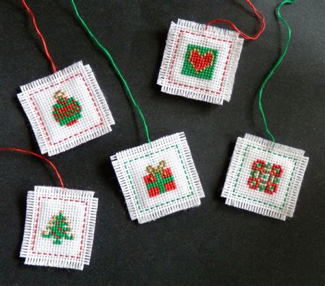 cross stitch kit  mini christmas tree decorations etsy cross stitch christmas cards