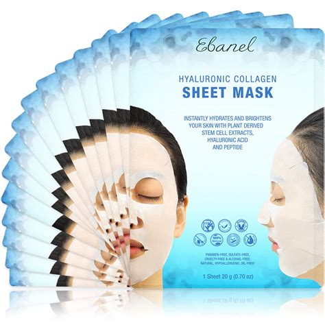 ebanel 15 pack collagen face mask instant brightening hydrating face