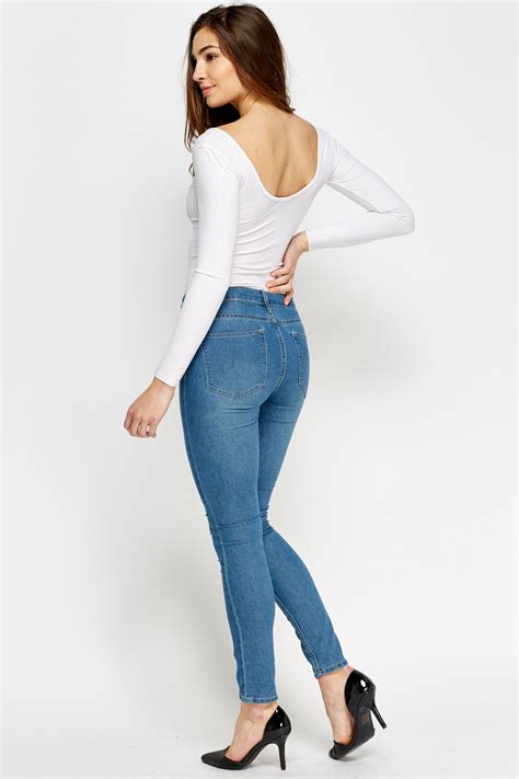 high waisted skinny denim jeans