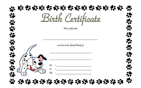 dog birth certificate template editable  designs  fresh