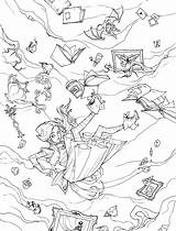 Fi Sci Coloring Pages Alice Fiction Science Hole Rabbit Falling Drawing Impact Amp Getcolorings Down Colorings Getdrawings sketch template