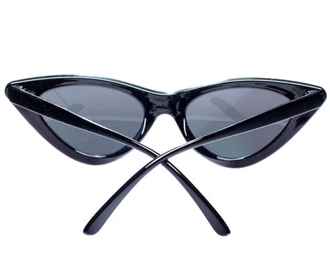 cat eye sunglasses dark authentic vintage 70s made triangular etsy