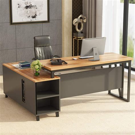 tribesigns large  shaped desk  inches executive office desk