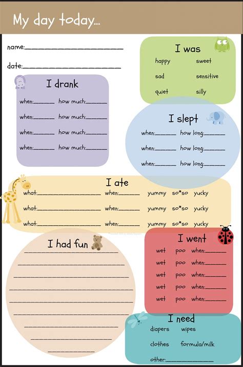 preschool daily report template addictionary