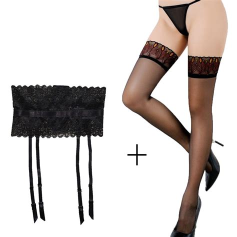 Women Garters Lace Removable Straps Black Metal Buckles Clips Sexy