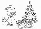 Coloring Cat Pages Christmas Printable Kids Cool2bkids sketch template