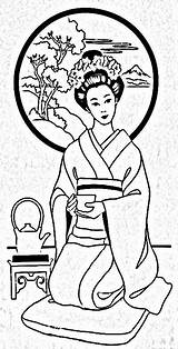 Geisha Gueixa Etnias sketch template