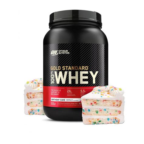 optimum nutrition gold standard  whey protein powder birthday cake