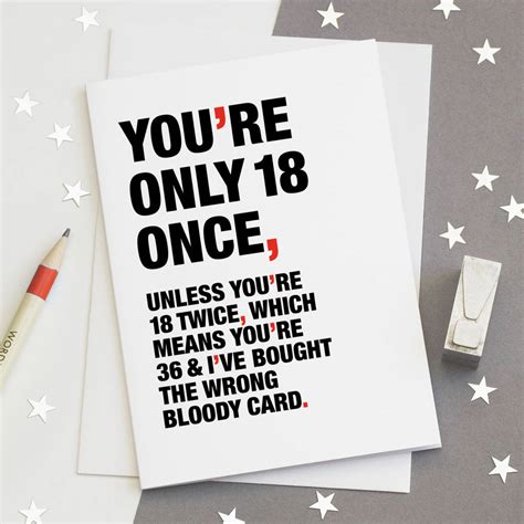 you re only 18 once funny 18th birthday card by wordplay design