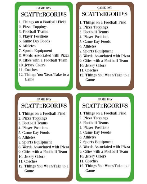 printable game day scattergories pint sized treasures communication