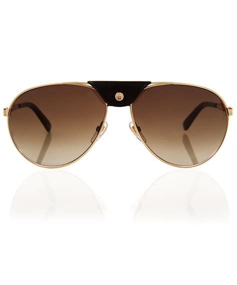 Gucci Gold Metal Aviator Sunglasses In Brown For Men Gold
