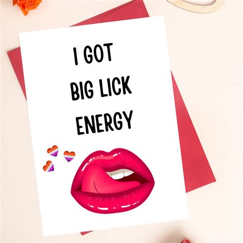 Naughty Lesbian Printable Big Lick Energy Valentines Day Card Funny