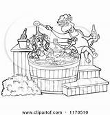 Tub Hot Coloring Template Cartoon Bull Chef sketch template